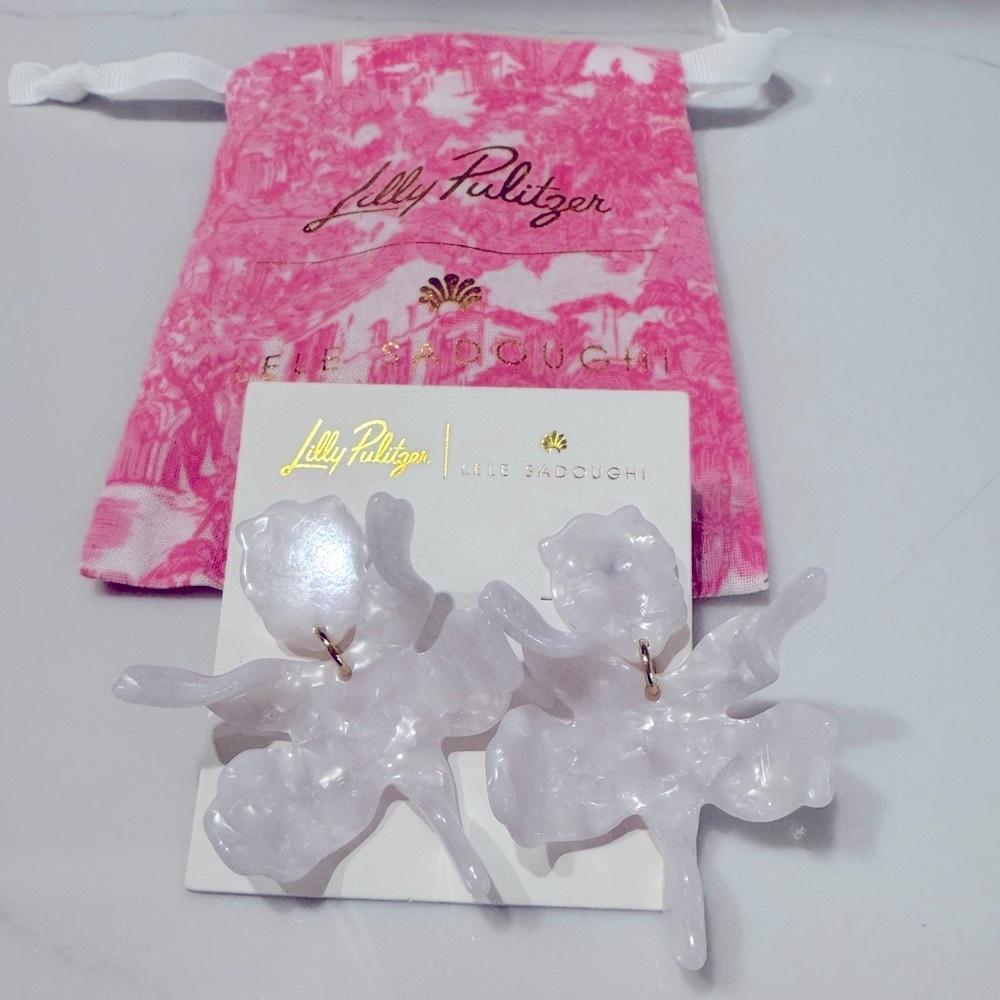 NWT Lilly Pulitzer x Lele Sadoughi white earrings